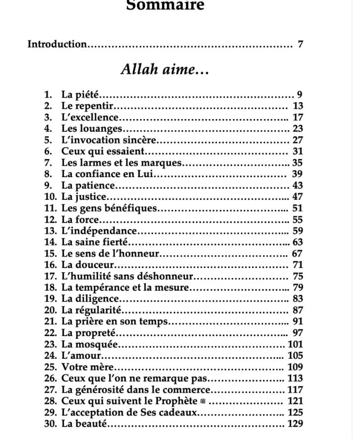 Allah aime – 30 moyens de gagner l’amour d’Allah de Shaykh Omar Suleiman (MuslimCity) est un livre islamique en français qui présente 30 qualités qu’Allah ﷻ aime : patience, sincérité, gratitude, justice, repentance, miséricorde… Inspiré du Coran et de la Sounnah, cet ouvrage est un guide pratique pour renforcer sa foi et se rapprocher d’Allah au quotidien. Disponible sur BaytMuslim.fr, librairie musulmane engagée, avec livraison rapide en France et à l’international.