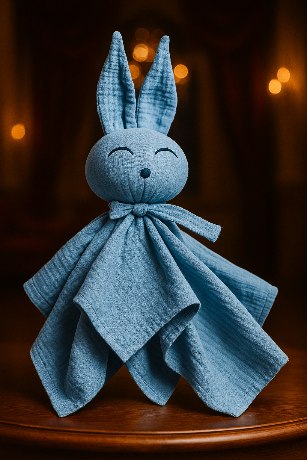 Doudou lapin en coton tout doux, coloris rose tendre, avec de longues oreilles et un visage apaisant cousu à la main. Idéal pour apaiser bébé et l'accompagner dès la naissance