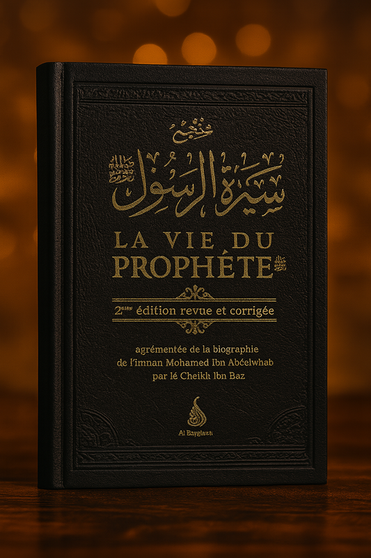 Couverture du livre 'La Vie du Prophète ﷺ' – une édition reliée noire et dorée, raffinée et élégante, mettant en valeur le titre calligraphié en arabe et en français. Un classique indispensable de la Sîrah présenté dans une édition haut de gamme.