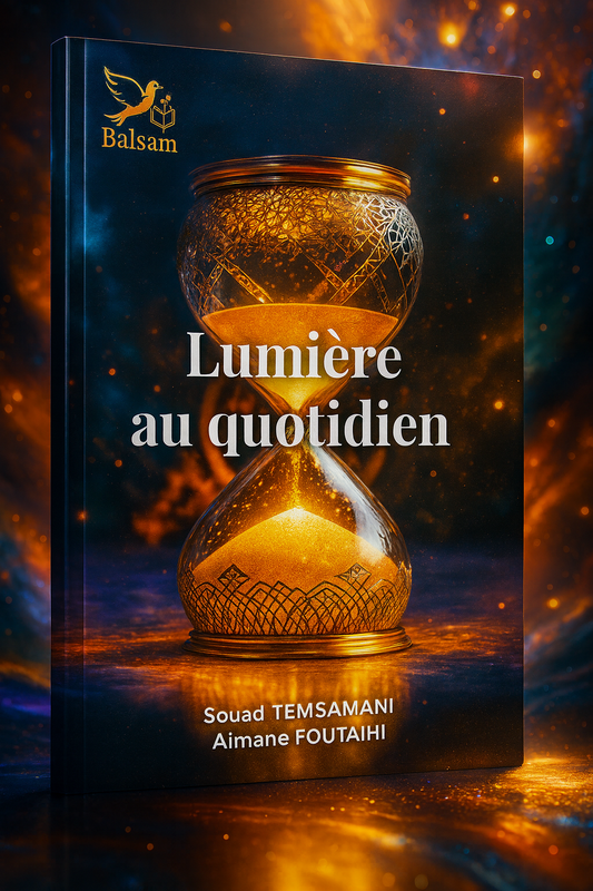 Livre "Lumière au quotidien" – 18 hadiths simples et puissants pour renforcer la foi, rester sincère et avancer avec Allah. Souad Temsamani & Aimane Foutaihi – Éditions Balsam. Guide spirituel islam, rappels quotidiens, développement personnel musulman.