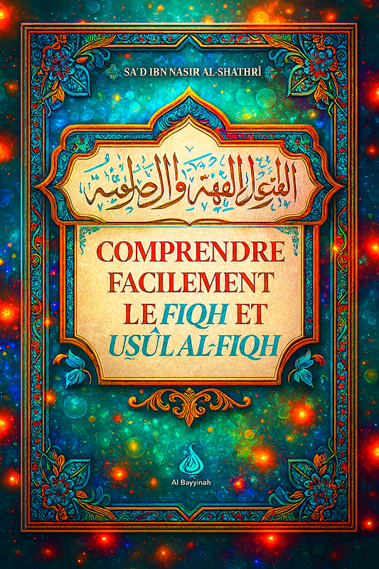 longez au cœur des sciences islamiques avec Comprendre Facilement le Fiqh et Usûl al-Fiqh de Sa’d Ibn Nâsir Al-Shathrî. Présenté dans un décor éclatant, aux couleurs profondes et aux motifs orientaux raffinés, cet ouvrage clair et pédagogique vous guide pas à pas dans les fondements du droit musulman. Une référence précieuse, à la fois esthétique et enrichissante, idéale pour votre bibliothèque islamique.
