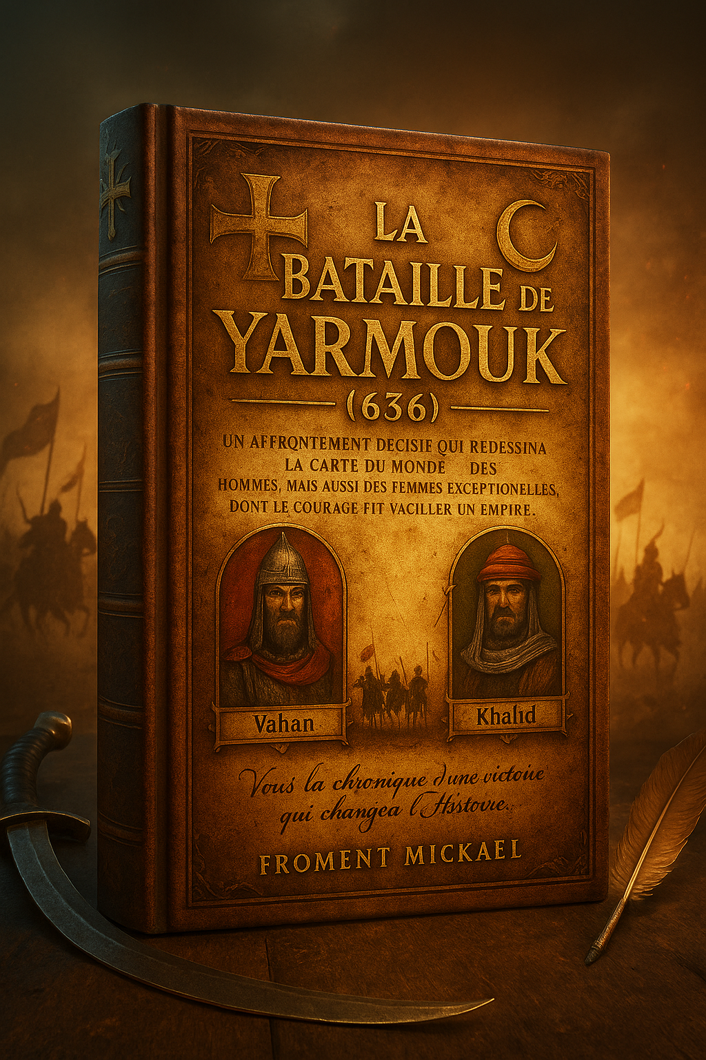 Livre PDF La Bataille de Yarmouk (636), récit historique de la victoire décisive des armées musulmanes dirigées par Khalid ibn al-Walid contre l’Empire byzantin, avec cartes, analyses et mise en avant du rôle des femmes courageuses.