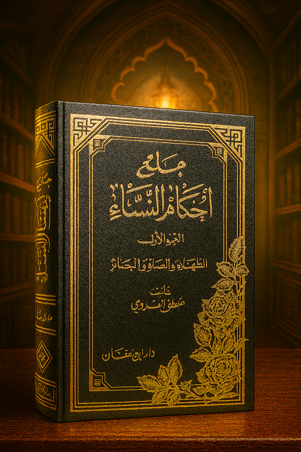 Ensemble complet de 5 volumes 'Jami' Ahkam al-Nisa'' – un ouvrage de référence sur les règles religieuses concernant les femmes, dans un écrin raffiné et élégant.