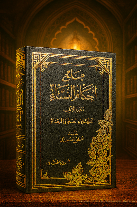 Ensemble complet de 5 volumes 'Jami' Ahkam al-Nisa'' – un ouvrage de référence sur les règles religieuses concernant les femmes, dans un écrin raffiné et élégant.