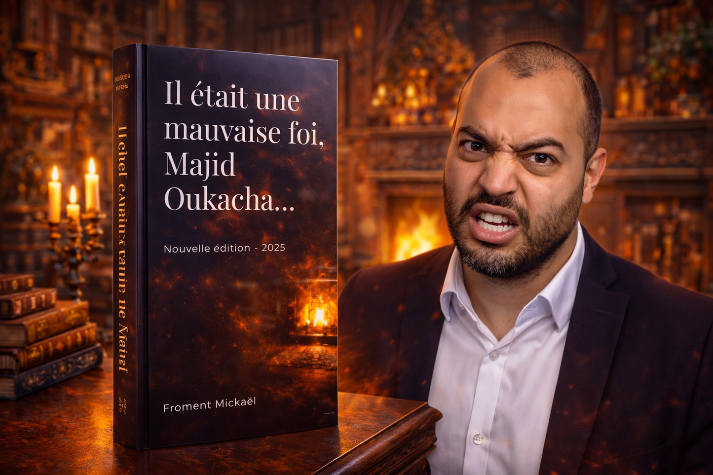 Livre Il était une mauvaise foi, Majid Oukacha – Froment Mickaël, essai critique et réfutation argumentée, couverture noire édition 2025, ouvrage de réflexion sur l’islamophobie et les incohérences idéologiques