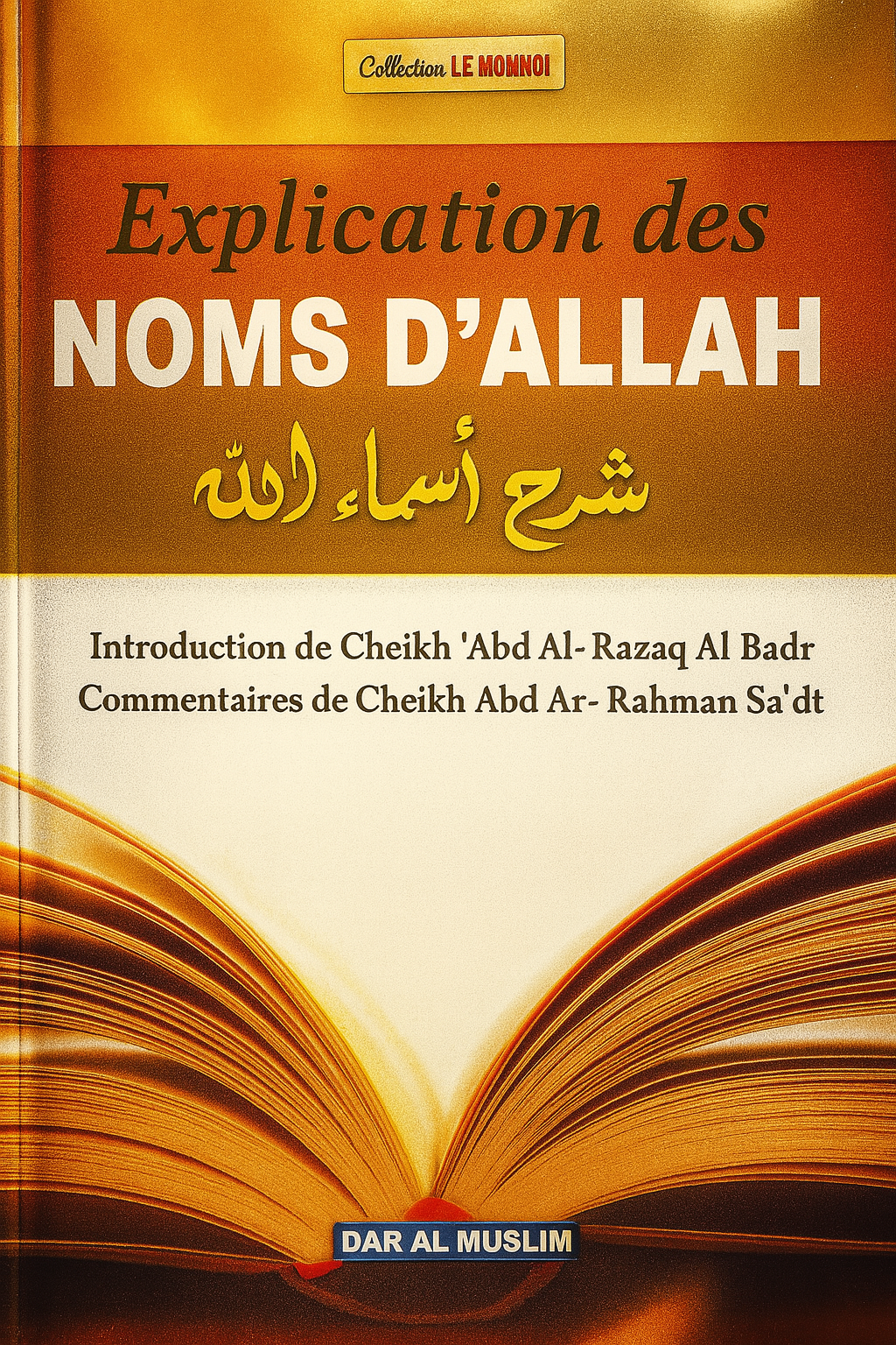 Livre islamique : Explication des Noms d’Allah – Comprendre le sens profond des noms divins selon le Coran et la Sunna. Introduction par Cheikh 'Abd Al-Razzaq Al Badr, commentaires de Cheikh Abd Ar-Rahman Sa'di. Ouvrage de référence, clair et accessible, publié chez Dar Al Muslim.