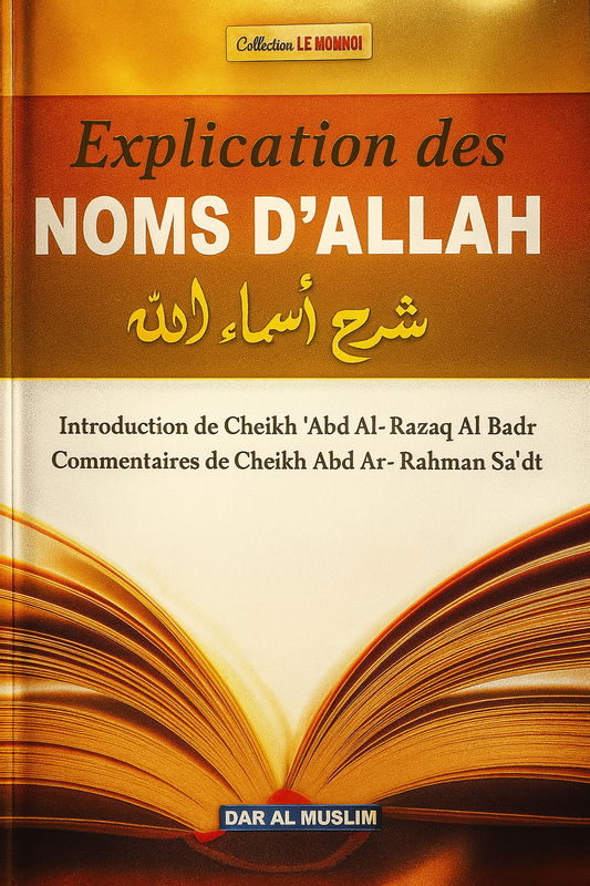 Livre islamique : Explication des Noms d’Allah – Comprendre le sens profond des noms divins selon le Coran et la Sunna. Introduction par Cheikh 'Abd Al-Razzaq Al Badr, commentaires de Cheikh Abd Ar-Rahman Sa'di. Ouvrage de référence, clair et accessible, publié chez Dar Al Muslim.