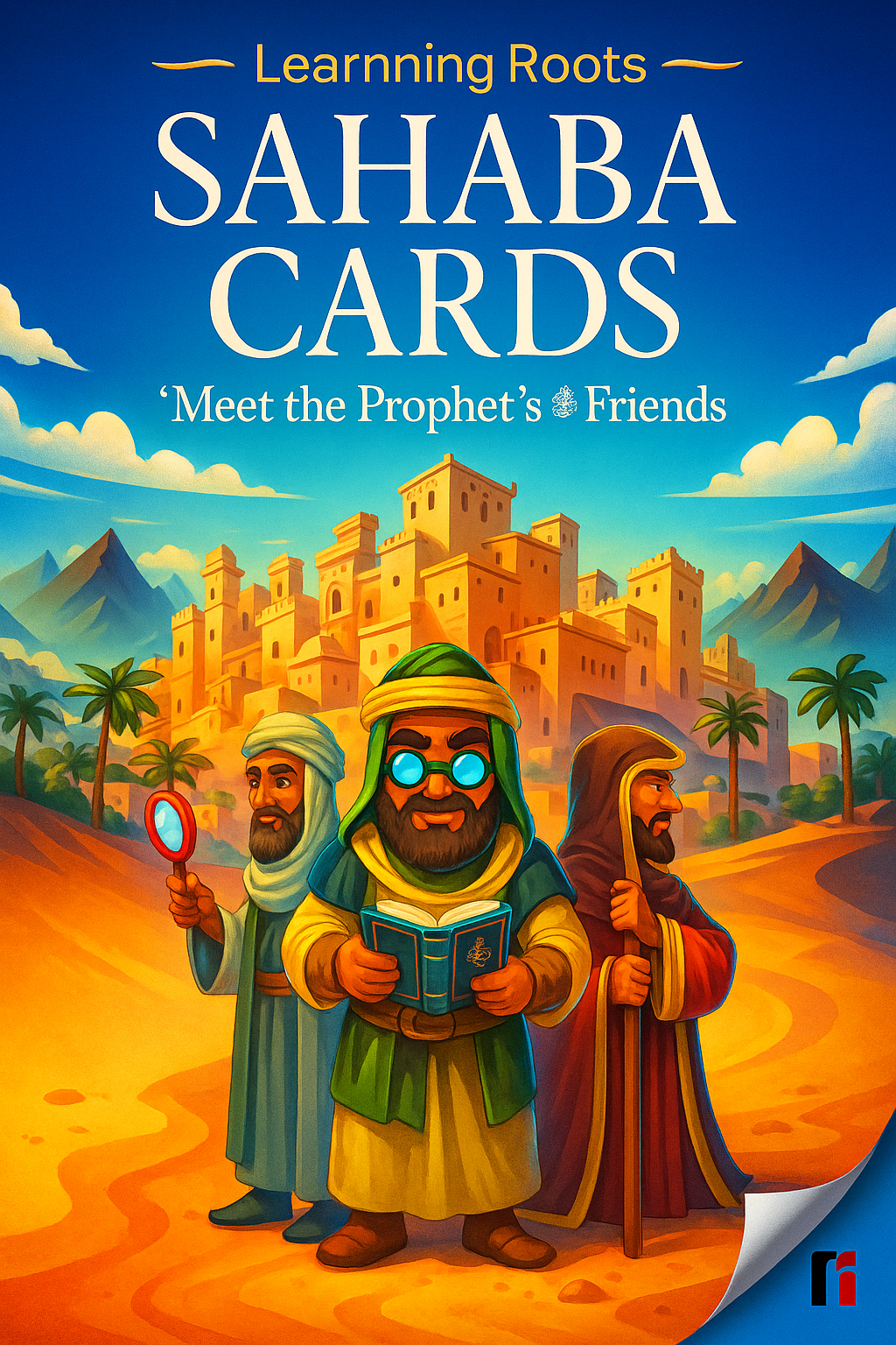 Jeu éducatif Sahaba Cards – Apprends à connaître les compagnons du Prophète ﷺ. Jeu de cartes interactif en anglais pour enfants, produit par Learning Roots, ludique et instructif pour découvrir les figures emblématiques de l’Islam.