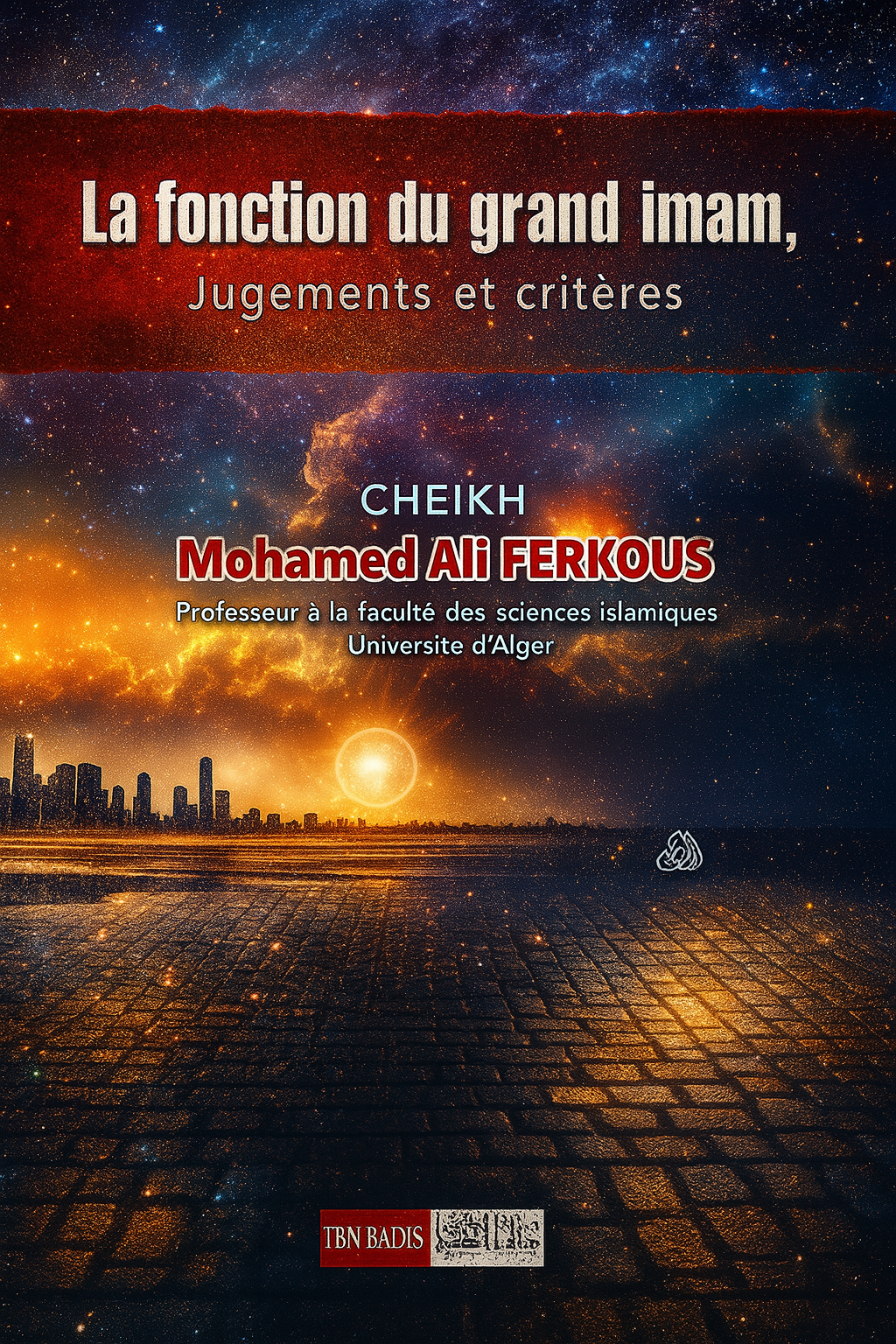 Couverture du livre « La fonction du grand imam – Jugements et critères » de Cheikh Mohamed Ali Ferkous, ouvrage islamique sur les règles religieuses liées à l’autorité, aux manifestations et au droit musulman, publié par les éditions Ibn Badis.