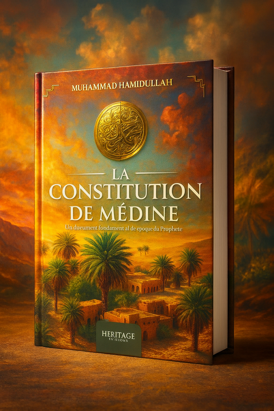 Livre La Constitution de Médine de Muhammad Hamidullah en édition Héritage – Document historique fondamental de l’époque du Prophète, analyse des pactes fondateurs de la société musulmane à Médine. Ouvrage islamique, histoire, civilisation, droit musulman.