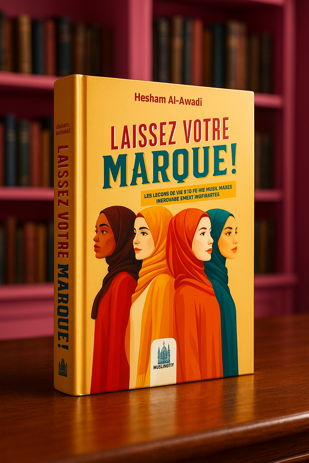 Laissez votre marque ! - Livre inspirant de Hesham Al-Awadi sur 16 femmes musulmanes influentes. Ouvrage captivant, éducatif et spirituel pour découvrir les parcours exceptionnels de femmes musulmanes ayant marqué l’histoire. Couverture 3D vibrante avec bibliothèques en arrière-plan. À découvrir sur MuslimCity. Idéal pour offrir ou enrichir sa collection de livres islamiques.