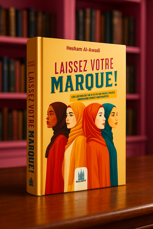 Laissez votre marque ! - Livre inspirant de Hesham Al-Awadi sur 16 femmes musulmanes influentes. Ouvrage captivant, éducatif et spirituel pour découvrir les parcours exceptionnels de femmes musulmanes ayant marqué l’histoire. Couverture 3D vibrante avec bibliothèques en arrière-plan. À découvrir sur MuslimCity. Idéal pour offrir ou enrichir sa collection de livres islamiques.