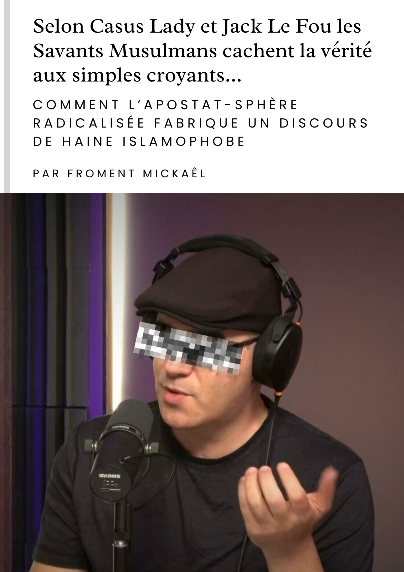 Livret islamique “Casus Lady et la Manipulation autour de Cacher la Science” par Froment Mickaël – réfutation complète d’une fausse accusation contre les savants musulmans, analyse de la désinformation islamophobe, défense du Cheikh Al-Fawzân et clarification du principe de la transmission du savoir en Islam. Livre 3D HDR, couverture moderne et percutante, à découvrir sur la boutique Une Parole Musulmane.